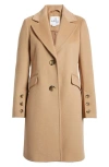 Sam Edelman Reefer Single Breasted Wool Blend Twill Jacket In Camel
