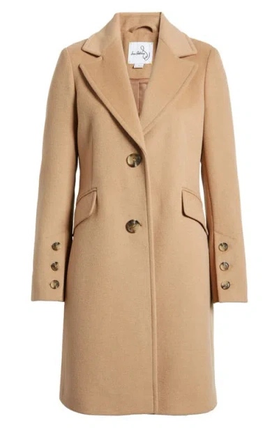 Sam Edelman Reefer Single Breasted Wool Blend Twill Jacket In Camel