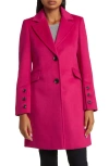 Sam Edelman Wool Blend Notch Collar Coat In Magenta