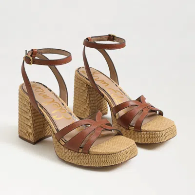 SAM EDELMAN SAM EDELMAN REESE PLATFORM HEEL SANDAL COGNAC BROWN LEATHER