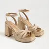 Sam Edelman Reese Platform Heel Sandal Sand Dune Raffia In Brown