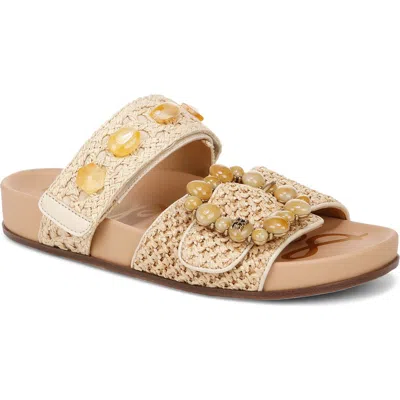 Sam Edelman Women's Regan Embellished Woven Footbed Sandals In Dark Natural