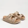 Sam Edelman Women's Reid Buckle Platform Sandal In Linen Leather In Beige