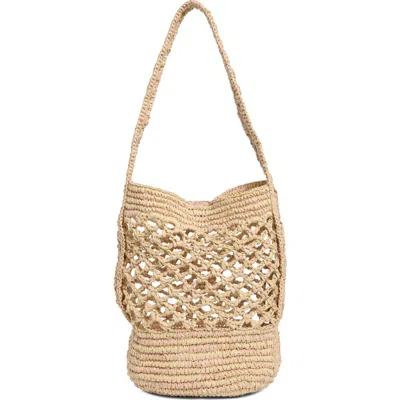 Sam Edelman Remi Raffia Bucket Bag In Nude