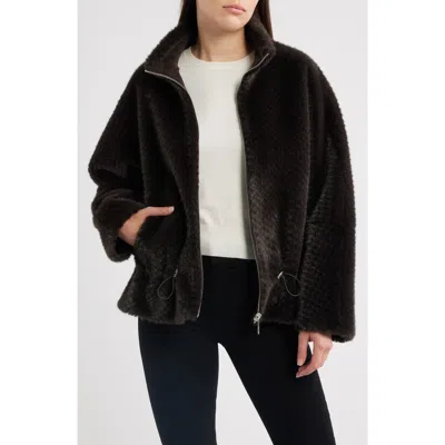 Sam Edelman Reversible Peplum Faux Fur Jacket In Brown