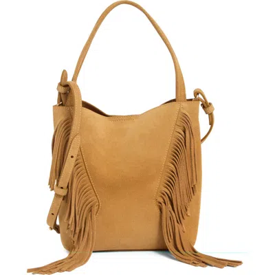 Sam Edelman Rhett Fringe Suede Crossbody Bag In Caramel