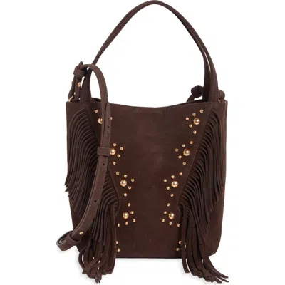 Sam Edelman Rhett Fringe Suede Crossbody Bag In Dark Brown