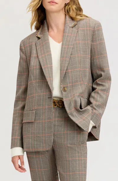Sam Edelman Rhinestone-trim Oversized Blazer In Gray