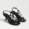 Sam Edelman Riana Strapy Heel Sandal Black Paten Leather In Black