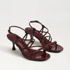 Sam Edelman Riana Strapy Heel Sandal French Merlot Patent Leather In Burgundy