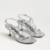 Sam Edelman Riana Strapy Heel Sandal Soft Silver Faux Leather In Metallic