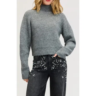Sam Edelman Ribbed Mock Neck Sweater In Gray