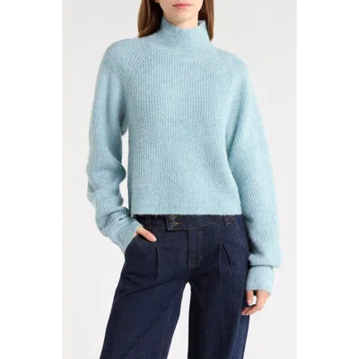 Sam Edelman Ribbed Mock Neck Sweater In Blue