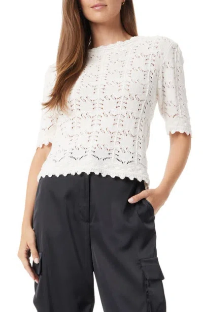 Sam Edelman Roby Novelty Stitch Cotton Blend Crewneck Sweater In Gardenia