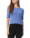 Sam Edelman Robyn Pointelle Knit Sweater In Blue Heron