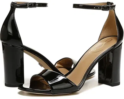 Sam Edelman Robyn Sandals Women's 11 Black Leather Ankle Strap Block Heel Khd604