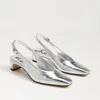 Sam Edelman Ronnie Slingback Heel Silver Leather