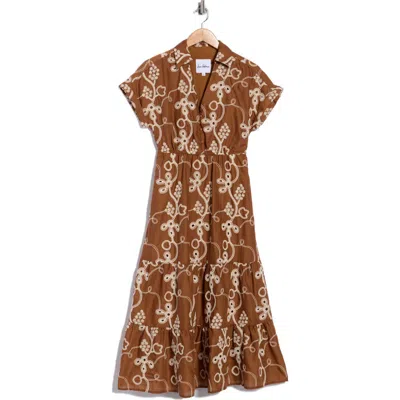 Sam Edelman Rope Embroidered Maxi Shirtdress In Rust