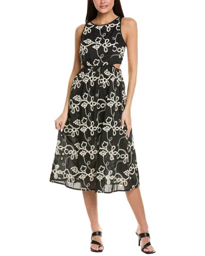 Sam Edelman Rope Embroidered Midi Dress In Black