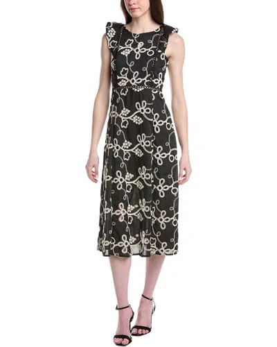 Sam Edelman Rope Embroidered Midi Dress In Black