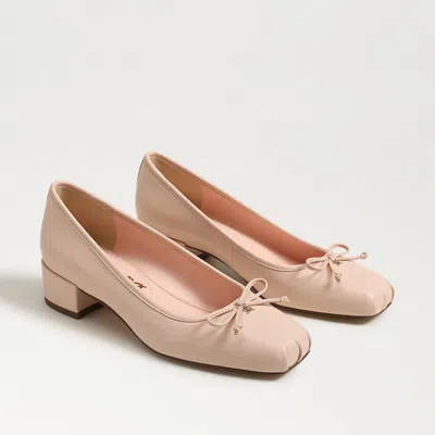 Sam Edelman Rosa Block Heel Ballet Buff Peach Leather In Pink