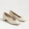 Sam Edelman Rosa Block Heel Ballet Modern Ivory Leather In White
