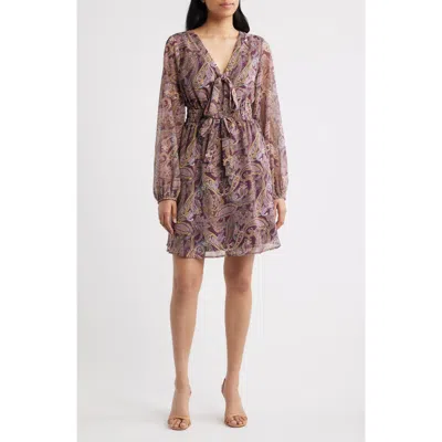 Sam Edelman Roset Paisley Tie Neck Minidress In Pink