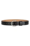 Sam Edelman Women's Glossy Pebble Grain Textured Leather Belt In Black
