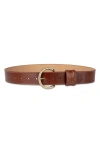 Sam Edelman Women's Glossy Pebble Grain Textured Leather Belt In Tan Croc