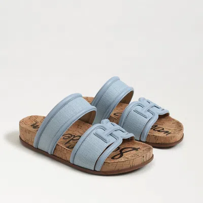 Sam Edelman Rowan Slide Footbed Sandal Blue Breeze Raffia