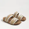 Sam Edelman Rowan Slide Footbed Sandal Dark Natural/white Weave In Brown