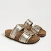 Sam Edelman Rowan Slide Footbed Sandal Gold Leaf Leather In Gold