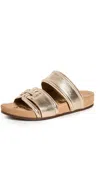Sam Edelman Rowan Slide Footbed Sandal Gold Leaf Leather