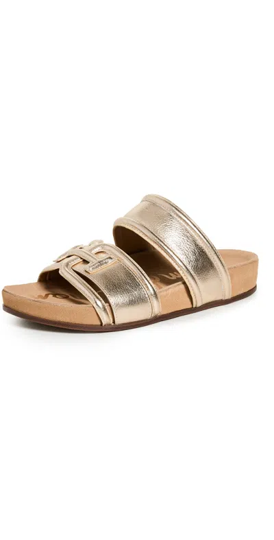 Sam Edelman Rowan Slide Footbed Sandal Gold Leaf Leather