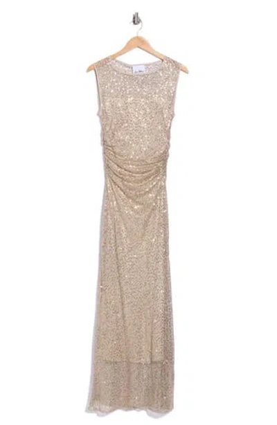 Sam Edelman Ruched Sleeveless Sequin Dress In Neutral
