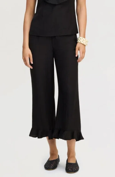 Sam Edelman Ruffle Hem Ankle Pants In Black