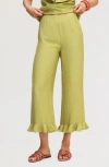 Sam Edelman Ruffle Hem Ankle Pants In Green
