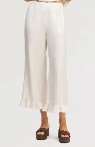 Sam Edelman Ruffle Hem Ankle Pants In White