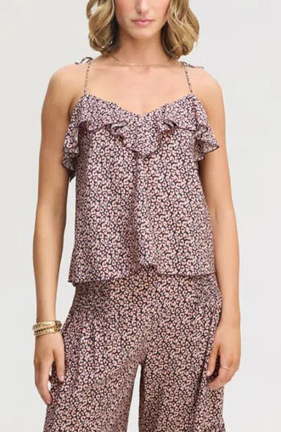 Sam Edelman Ruffle Tie Strap Camisole In Brushed Leopard