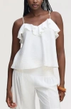 Sam Edelman Ruffle Tie Strap Camisole In White