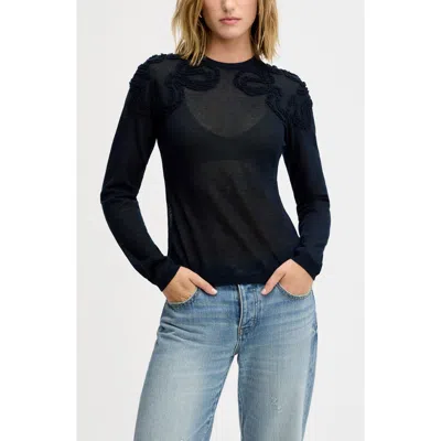 Sam Edelman Ruffle Trim Sweater In Blue