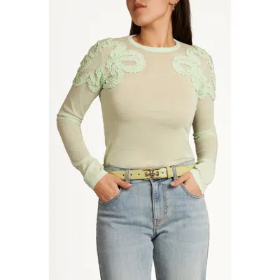 Sam Edelman Ruffle Trim Sweater In Green