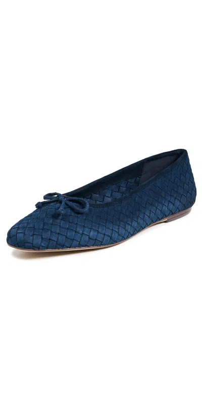 Sam Edelman Ruthie Woven Suede Flats Oasis Navy In Blue