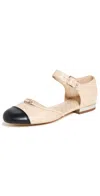 Sam Edelman Rylie Ankle Strap Cap Toe Flat In Summer Sand/black