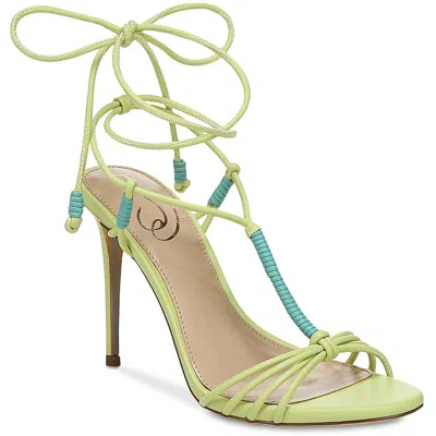 Sam Edelman Safiya Womens Faux Leather Ankle Wrap Heels In Green