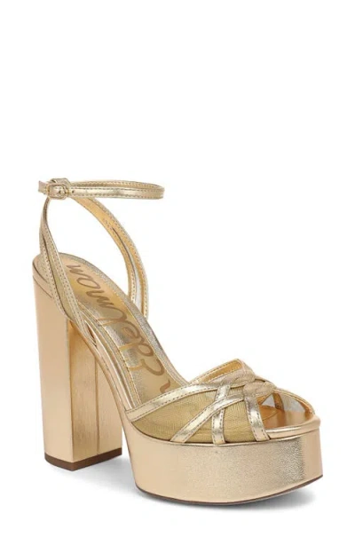 Sam Edelman Sandy Ankle Strap Platform Sandal In Gold