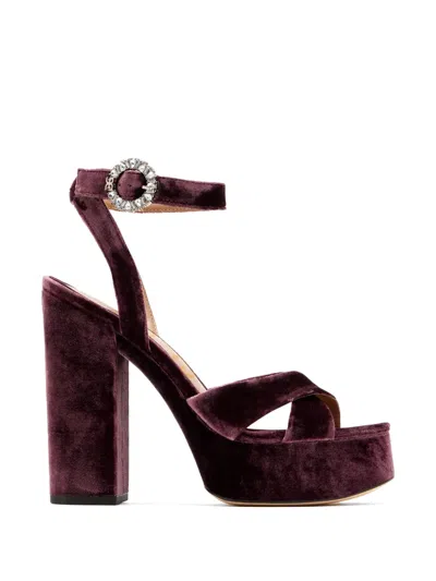 Sam Edelman Savannah Glow Crystal-buckle Velvet Sandals In Purple