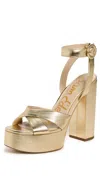Sam Edelman Savannah Ankle Strap Platform Sandal In Gold
