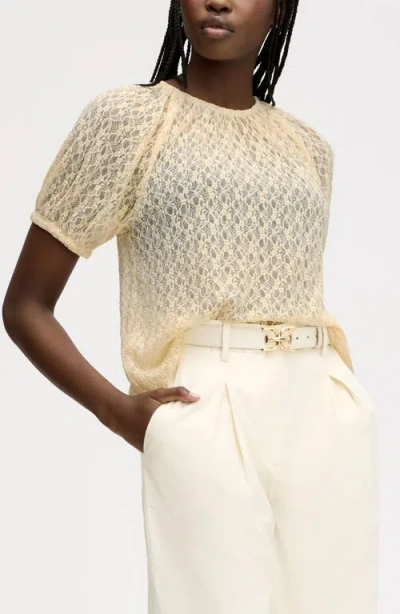 Sam Edelman Semisheer Stretch Lace Top In Yellow