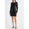 Sam Edelman Sequin Long Sleeve Shift Minidress In Black